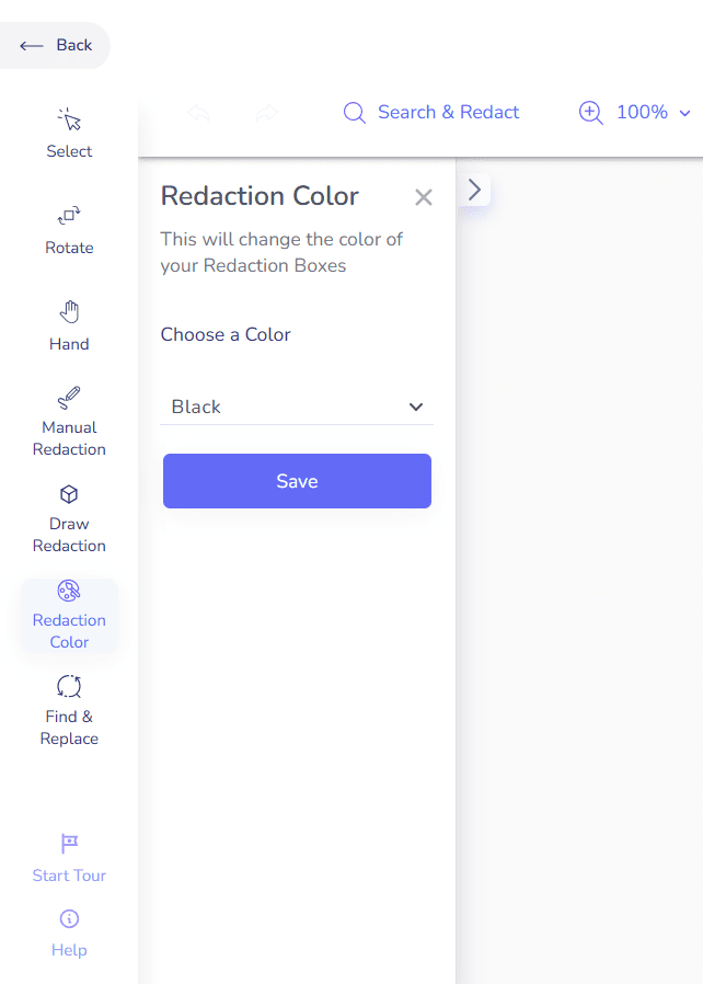 Redactable Redaction Color Selector